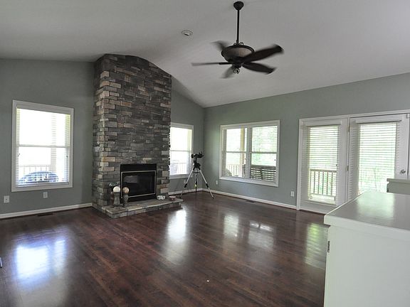 Stoned Fireplace Stands Out in Living Room