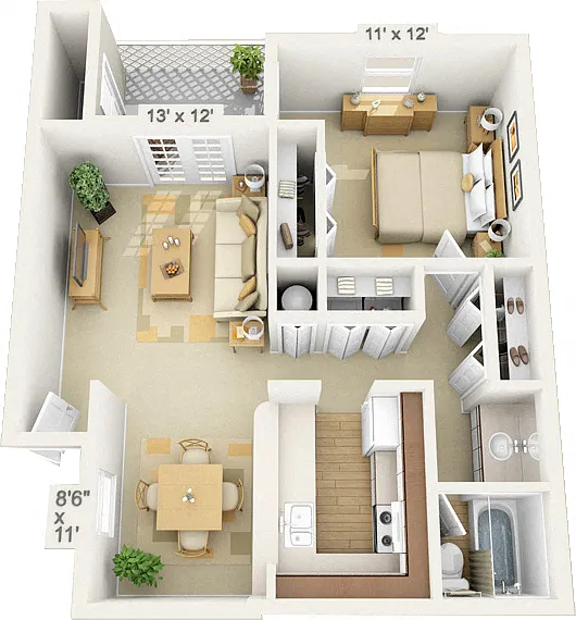 Floor plan Standard One Bedroom