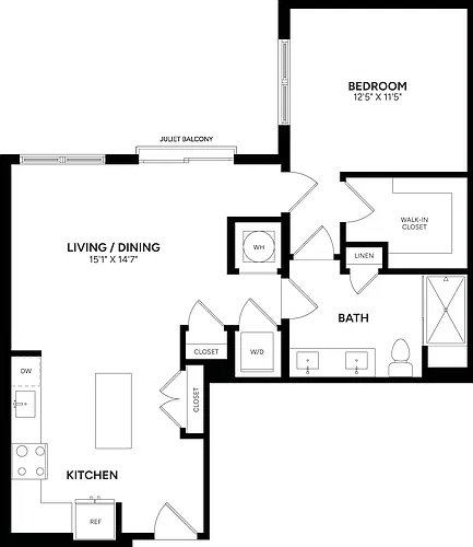 Floor plan 1 Bed/ 1 Bath-A17