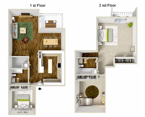 Floor plan Three Bedroom, Two and a half Bath TH