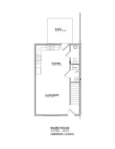 Floor plan 2 Bed 1 Bath Townhome