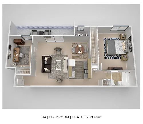 Floor plan One Bedroom w/ Den - 700 sqft