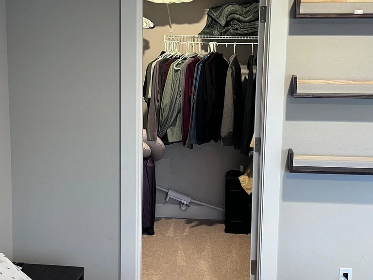 Smaller walk in closet in primary suite