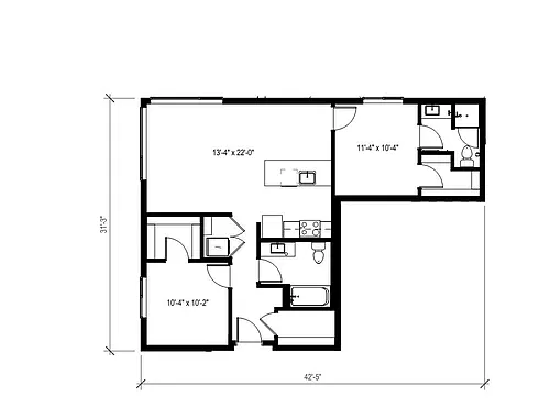 Floor plan 2 Bed/2 Bath-B3.2