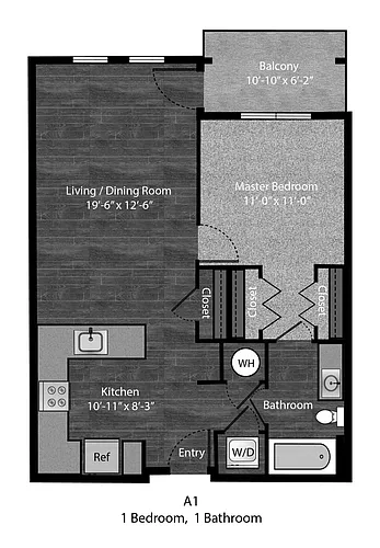 Floor plan Patterson - 1Bed