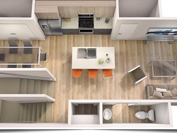 Main Level Floor Plan Rendering