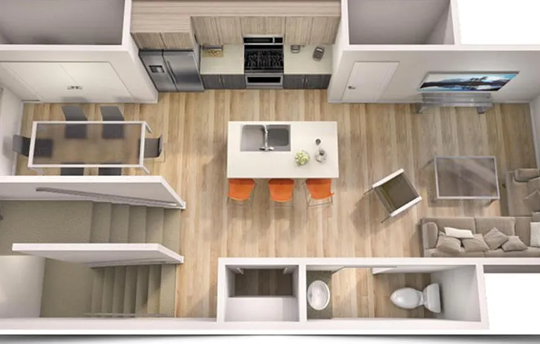 Main Level Floor Plan Rendering