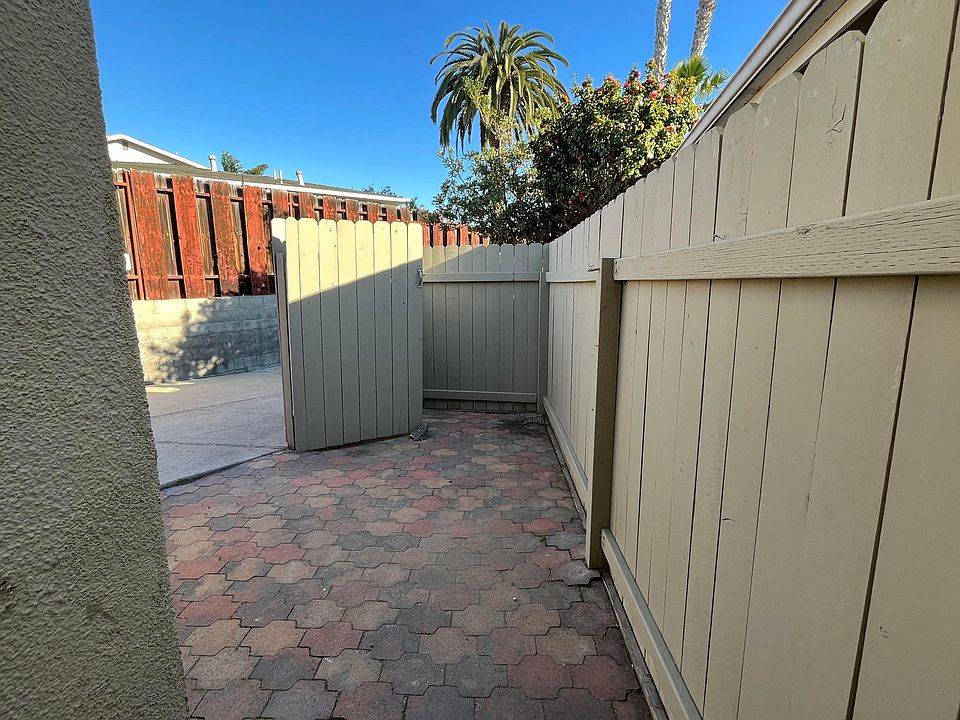 view from front door of gated private patio area