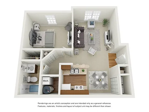 Floor plan One Bed, One Bath A