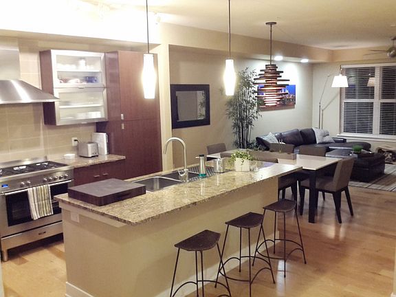 Kitchen, Dining Table and Living Room