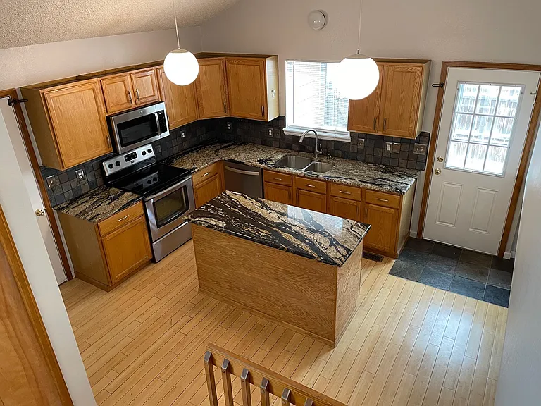 Kitchen and eating nook from upstairs