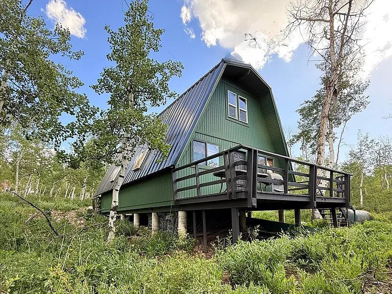 Back deck, cabin is on 1.26 acres