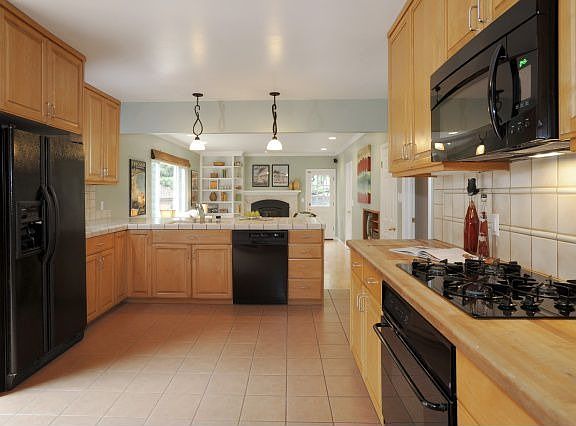 Kitchen view into Family Room