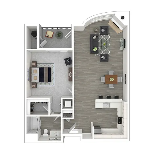Floor plan 1 Bed, 1 Bath E