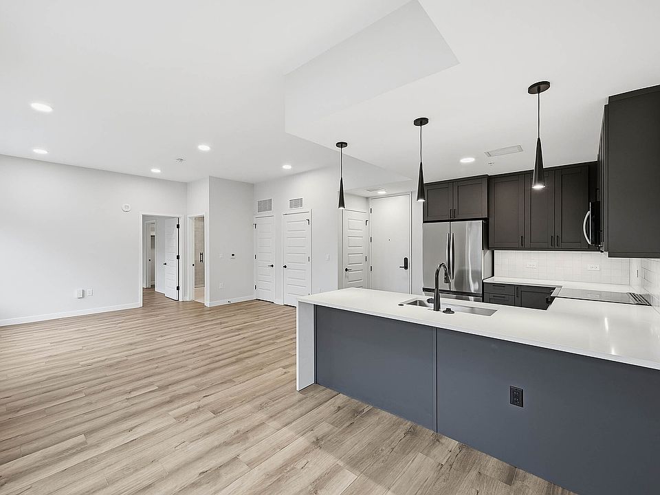 Large living room with open concept kitchen