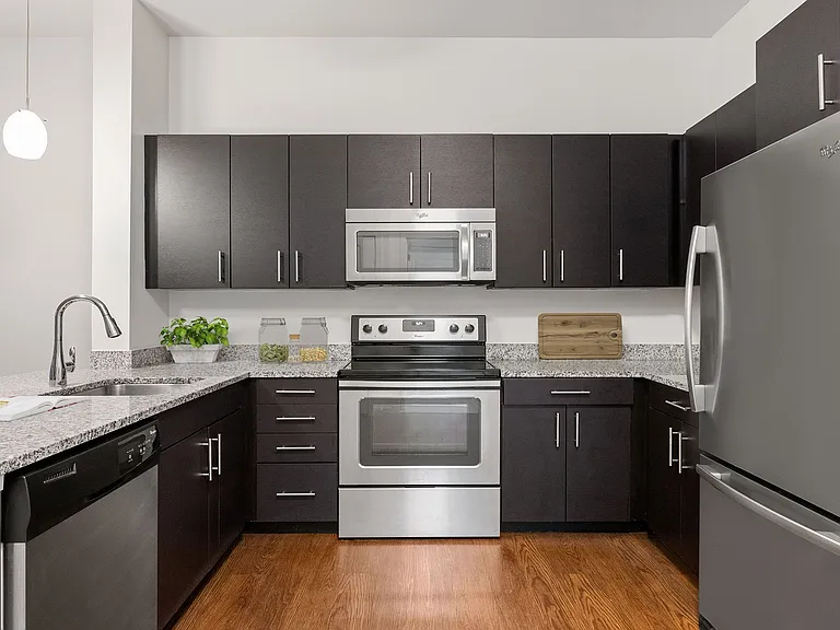 Modern kitchen with sleek finishes and high-end appliances