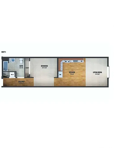 Floor plan Studio/1 Bathroom