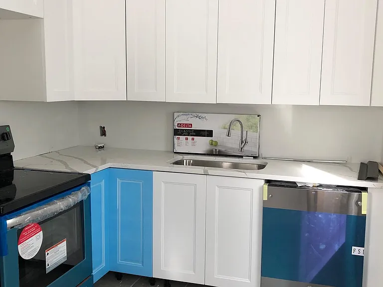Kitchen in progress! New french door fridge, D/W, oven, microwave