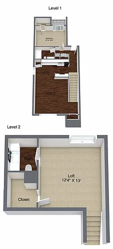 Floor plan One Bedroom Loft