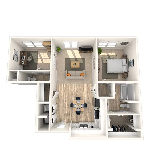 Floor plan Studio 2x1.5 896-963 SF