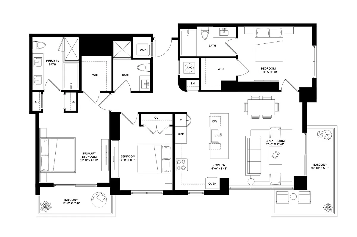 Floor plan 3 Bed/3 Bath-C1.1
