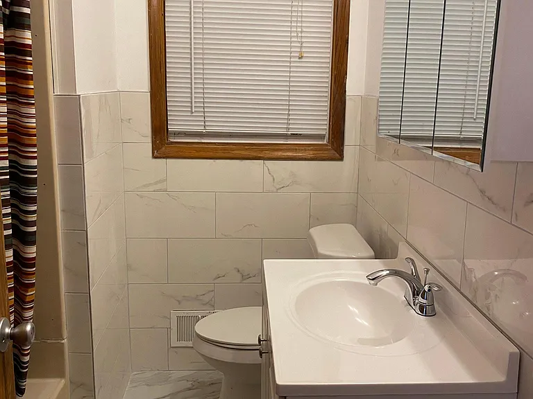 Tiled Bathroom (New Sink, Vanity & Toilet)