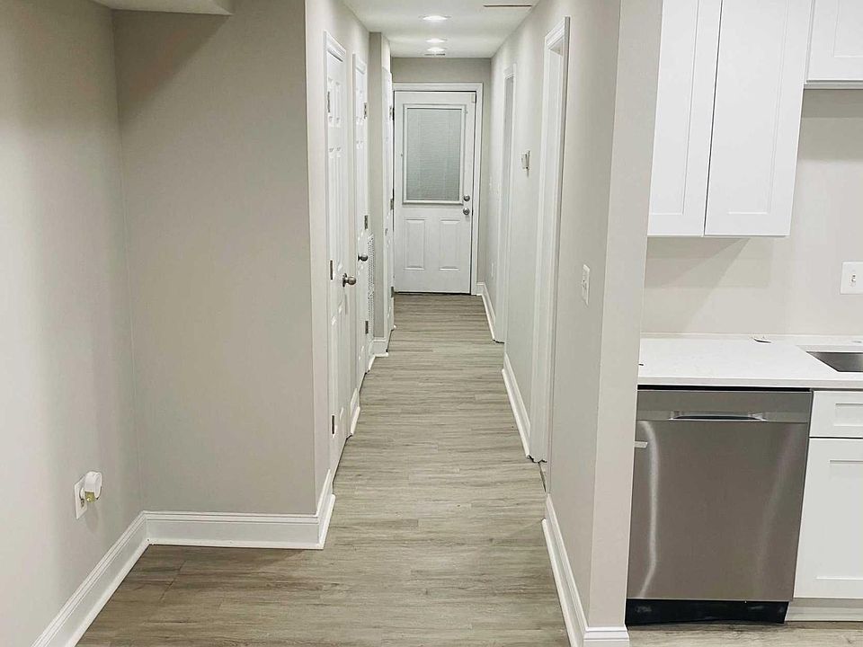 Hallway with brand new flooring