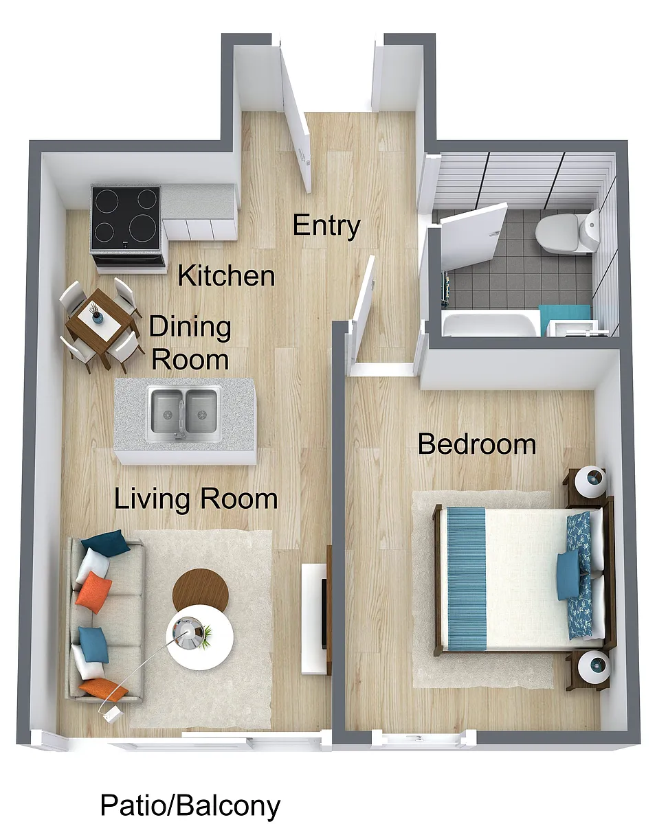 Floor plan 1 Bedroom 1 Bath