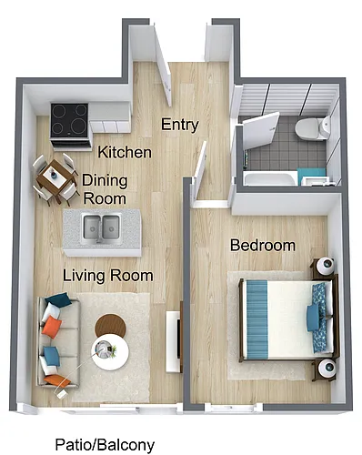 Floor plan 1 Bedroom 1 Bath