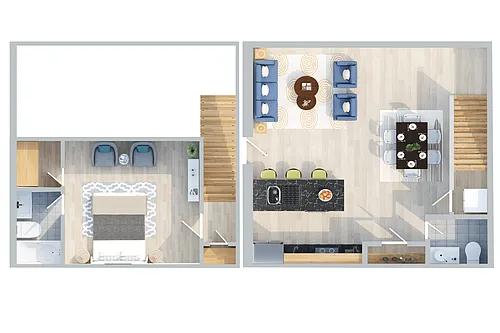 Floor plan 1 Bed | 1.5 Bath Loft - Building One