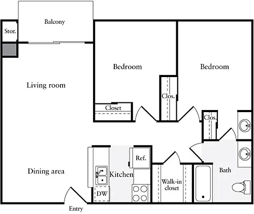 Floor plan 2 Bedrooms A