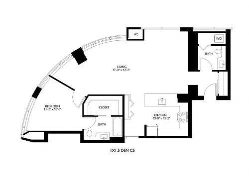 Floor plan 1x1.5 Den C5