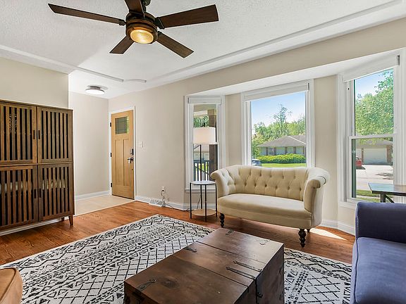 Living room and inside view of front entrance