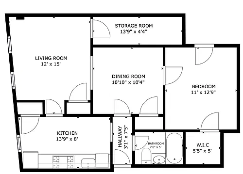 Floor plan 1-Bedroom Updated