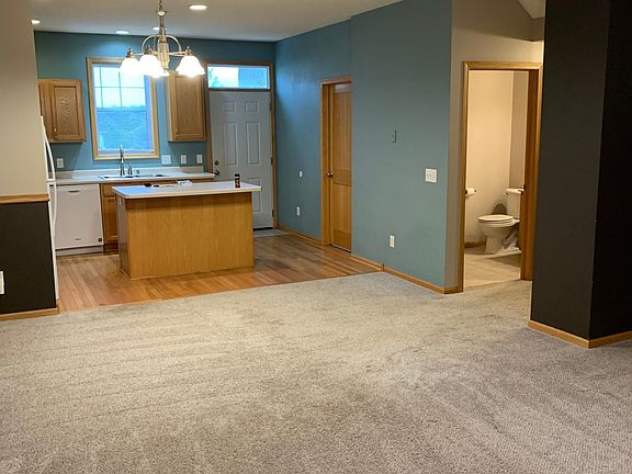 Kitchen and living room.