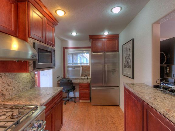 Granite countertops and stainless steel appliances
