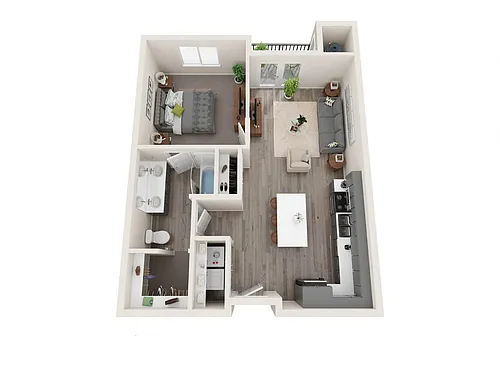 Floor plan A1: 1 Bed 1 Bath