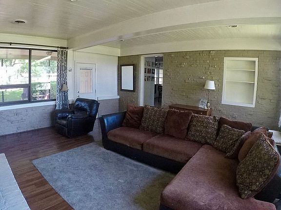 Exposed brick in living room