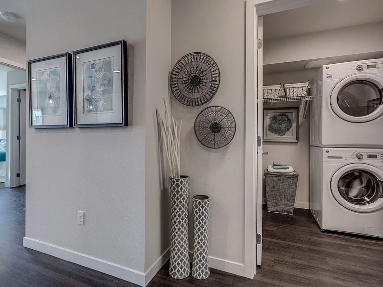 Every Lux Apartment includes in-unit, full-sized, energy-efficient, front-loading washer and dryer and most homes include a laundry room with extra storage space