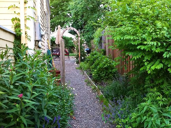 walkway to patio: south side