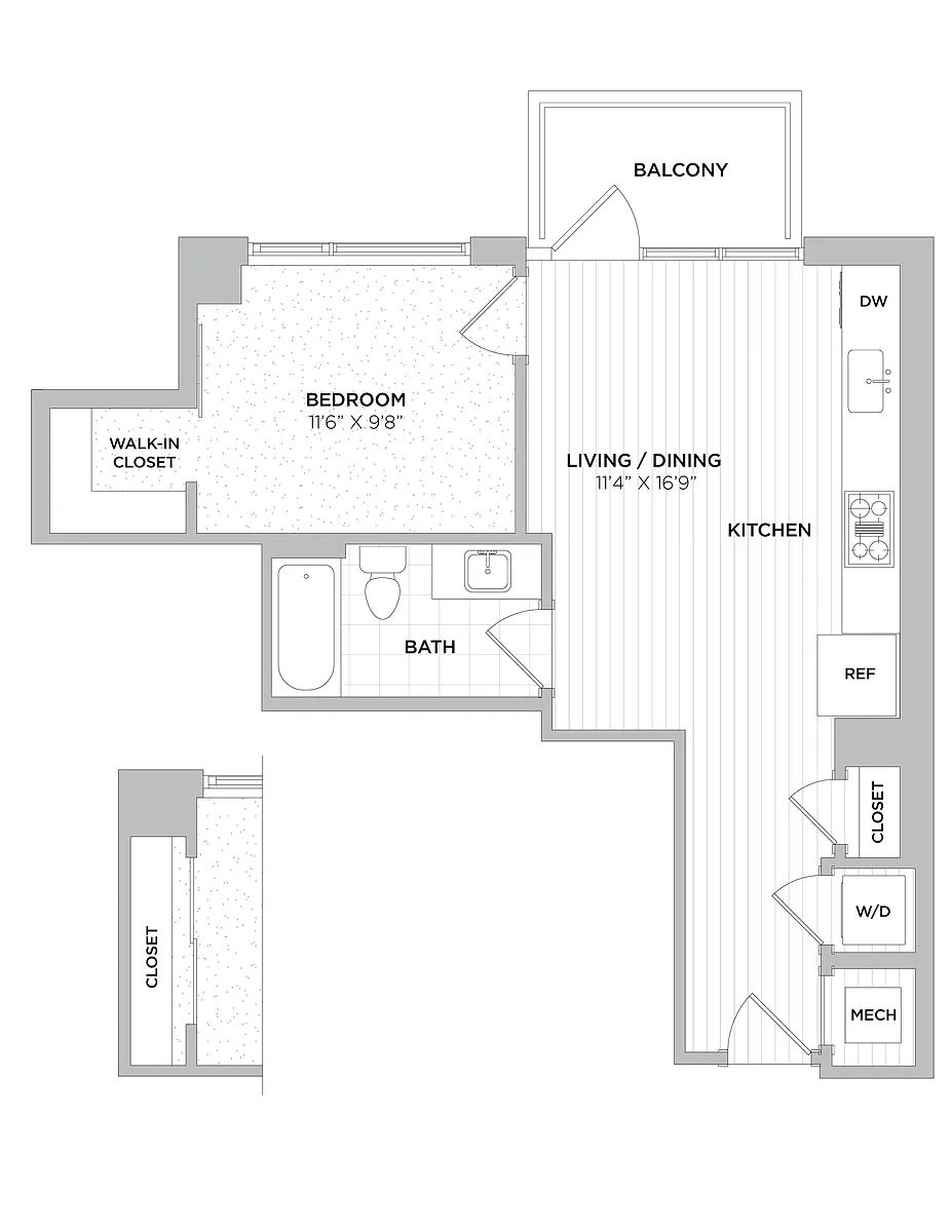 Floor plan 1 Bed/1 Bath-A1