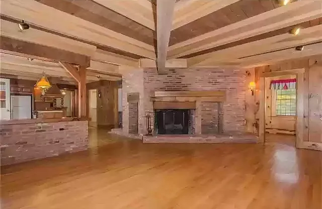 Family room with large fireplace