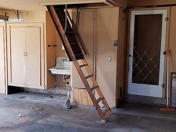 Attic storage and garage sink