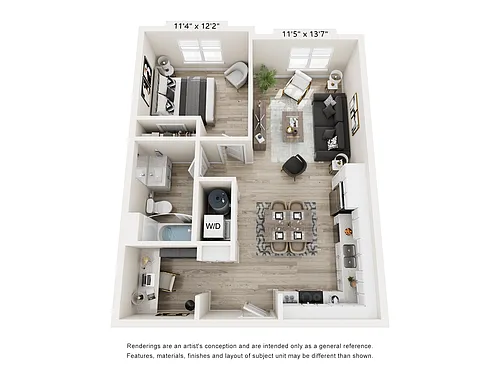 Floor plan One Bedroom With Den
