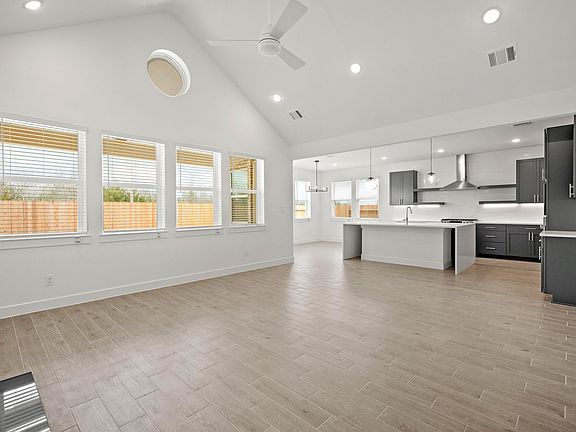 Great room with vaulted ceiling