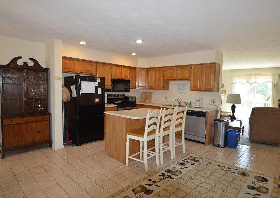 The kitchen and living area are on the second floor...a slider door opens out onto a deck