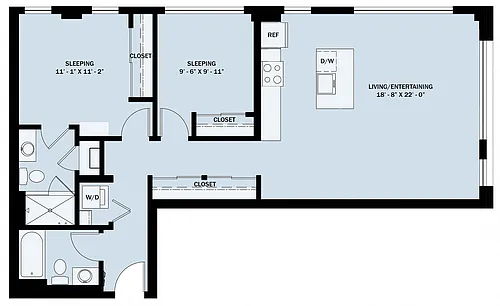 Floor plan 2 Bedroom 2 Bath Income Qualified C5