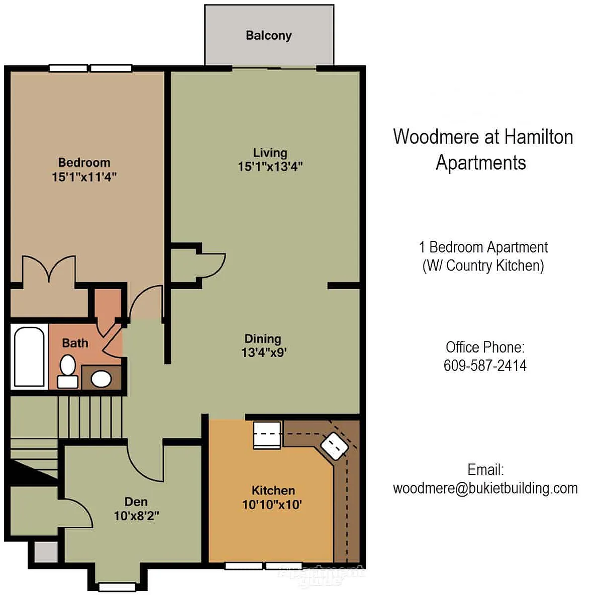 Floor plan One Bedroom and Den