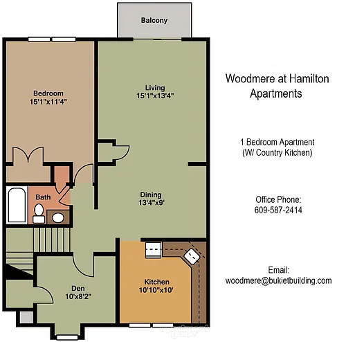Floor plan One Bedroom and Den