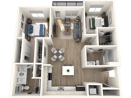 Floor plan 2x2 Bedroom C3-B